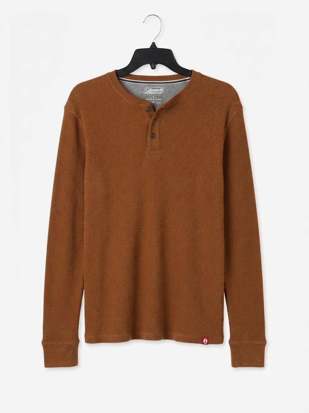 Coleman Men's Long-Sleeve Henley in Rust Brown Sweater